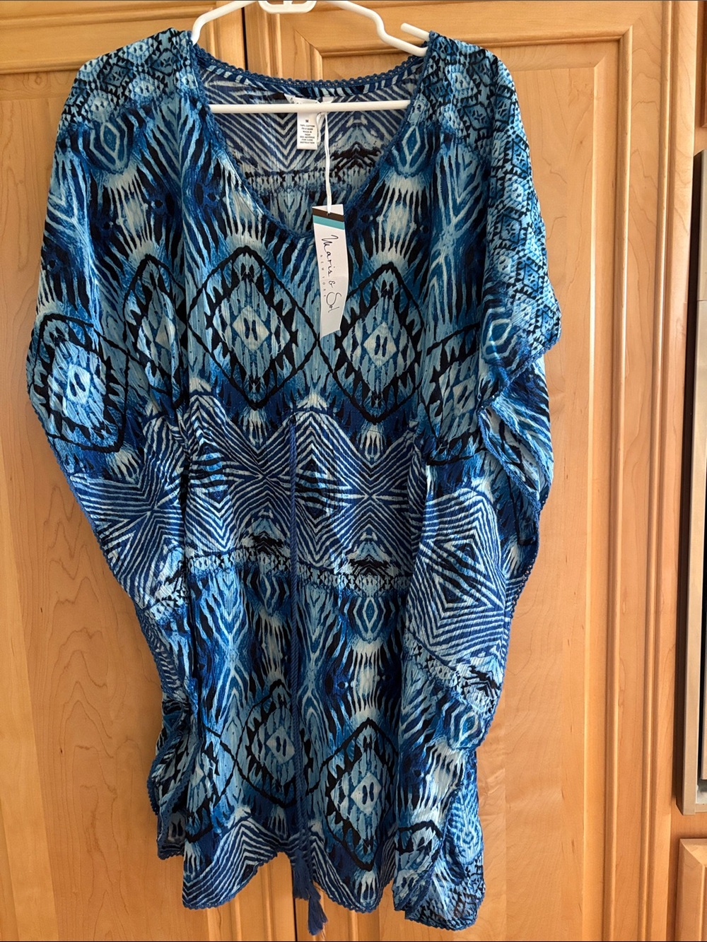 Maris & Sol New York Blue Geometric Pattern Swimsuit Cover Up/Medium/NWT